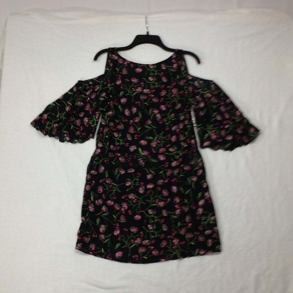 NWT Zara Basic Floral Cold Shoulder Mini‎ Dress XS - Picture 1 of 13